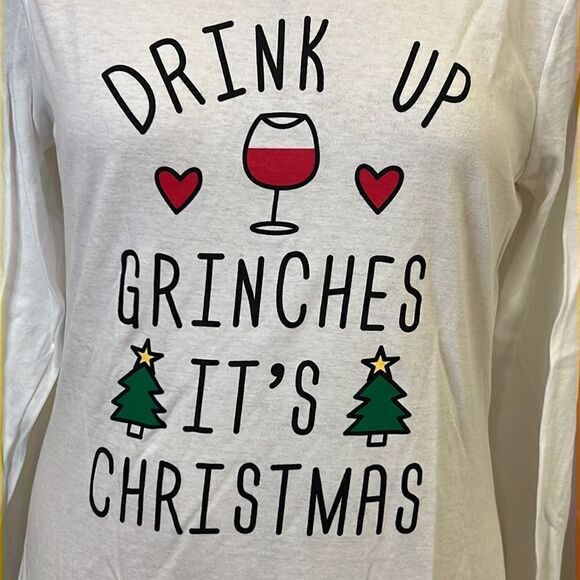 Hanes "Drink Up Grinches" Long Sleeve T-Shirt - Size Medium - Picture 1 of 11